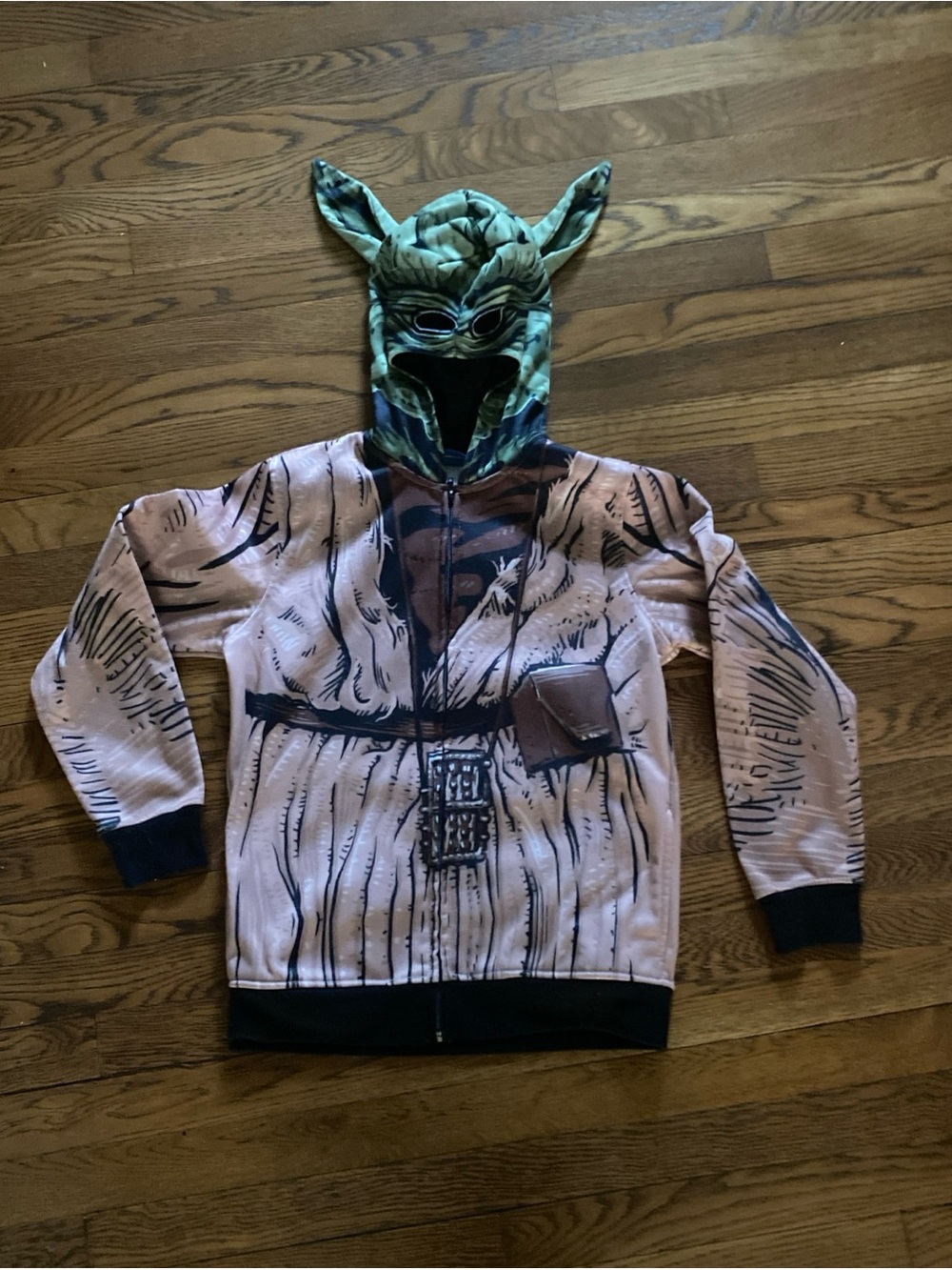 New Star Wars Grogu (Baby Yoda) Character Zip Hoodie - Brown & Green Size Large